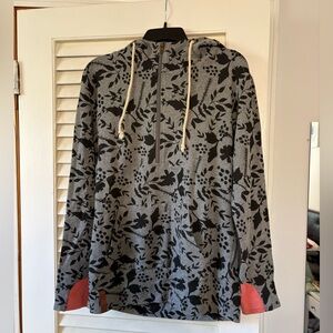 AMPERSAND AVE Coral and Charcoal Half-Zip Hoodie